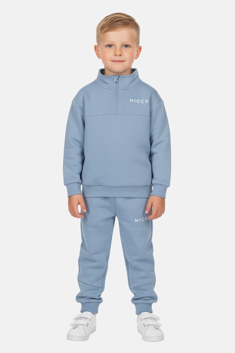 Nicce Toddlers Boy 2 Pcs Brand Logo Sweatshirt And Sweatpants Set, Light Blue - Image 1